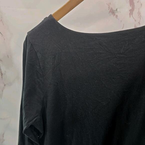 J Jill Shirt Womens Large Black PJ Artistic Tee T Quarter Sleeve Round Neck - Picture 6 of 10